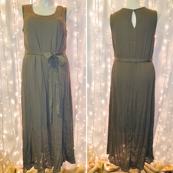 LANE BRYANT ⭐️ Long Olive Green Sleeveless Dress - Picture 8 of 10